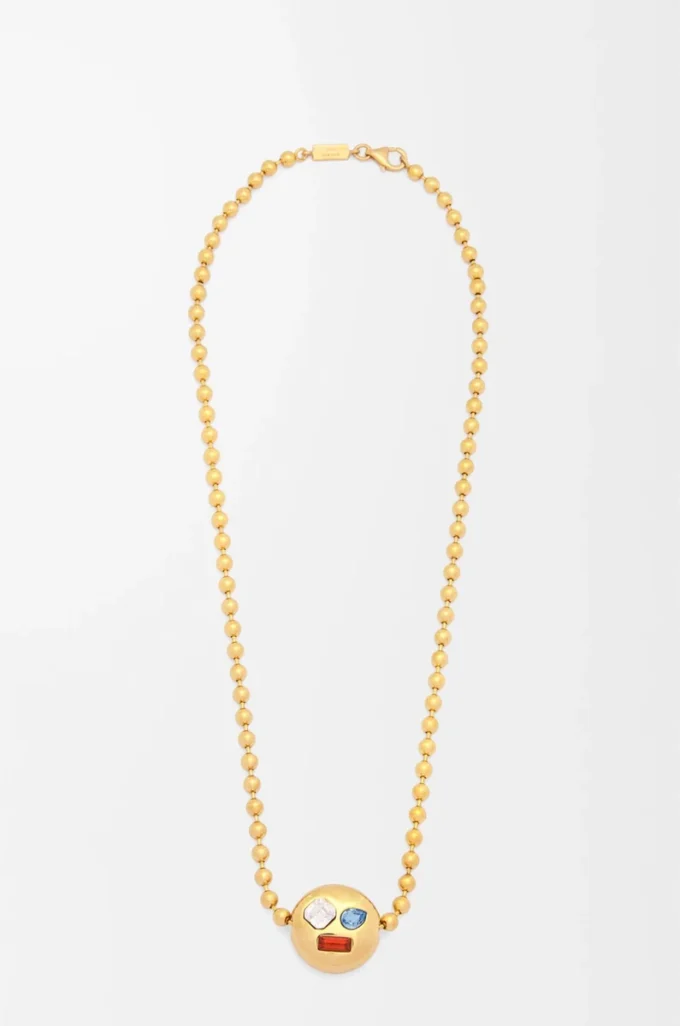 Anagram Pebble Halskette aus Sterlingsilber und Kristallen Gold/Mehrfarbig