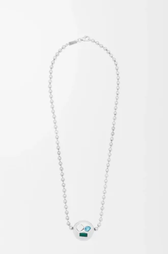 Anagram Pebble Halskette aus Sterlingsilber und Kristallen Silber/Mehrfarbig