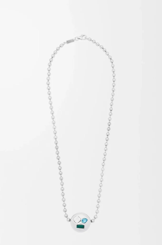 Anagram Pebble Halskette aus Sterlingsilber und Kristallen Silber/Mehrfarbig