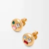 Anagram Pebble Ohrringe aus Sterlingsilber und Kristallen Gold/Rot
