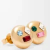 Anagram Pebble Ohrringe aus Sterlingsilber und Kristallen Gold/Rot