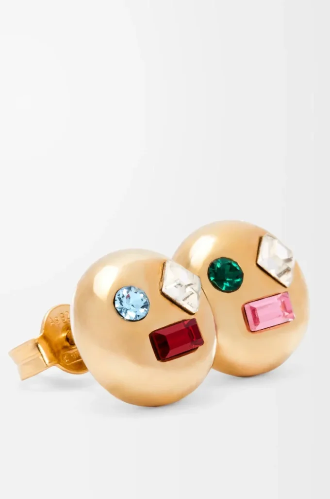 Anagram Pebble Ohrringe aus Sterlingsilber und Kristallen Gold/Rot