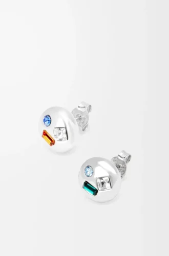 Anagram Pebble Ohrringe aus Sterlingsilber und Kristallen Silber/Grün