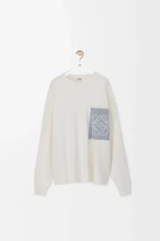Anagram-Pocket-Pullover aus Baumwollmischung Beige/Grau