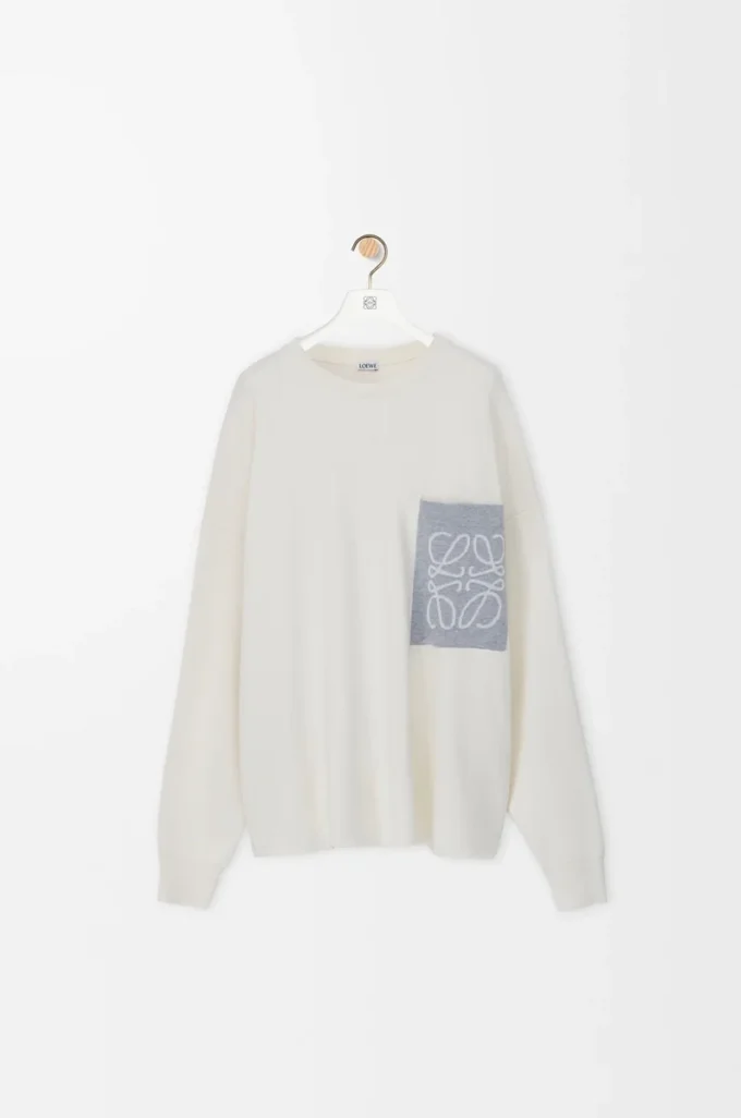 Anagram-Pocket-Pullover aus Baumwollmischung Beige/Grau