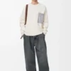 Anagram-Pocket-Pullover aus Baumwollmischung Beige/Grau