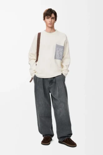 Anagram-Pocket-Pullover aus Baumwollmischung Beige/Grau