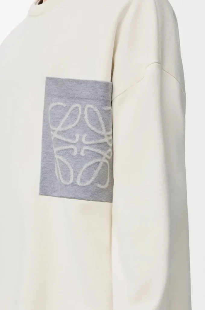 Anagram-Pocket-Pullover aus Baumwollmischung Beige/Grau