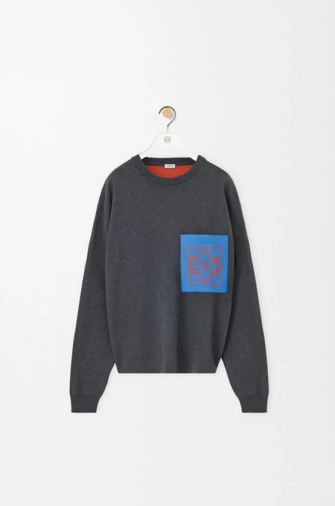 Anagram-Pocket-Pullover aus Baumwollmischung Grau/Blau