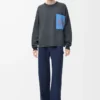 Anagram-Pocket-Pullover aus Baumwollmischung Grau/Blau