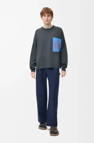 Anagram-Pocket-Pullover aus Baumwollmischung Grau/Blau