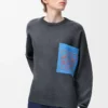 Anagram-Pocket-Pullover aus Baumwollmischung Grau/Blau