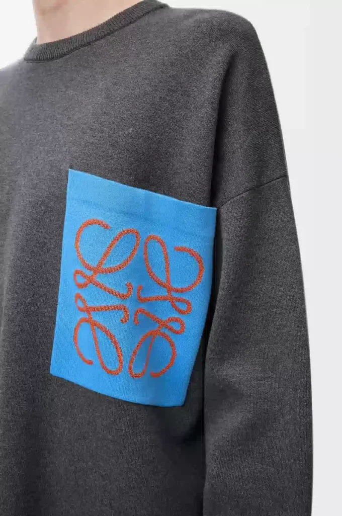 Anagram-Pocket-Pullover aus Baumwollmischung Grau/Blau