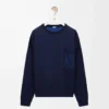 Anagram-Pocket-Pullover aus Baumwollmischung Marineblau