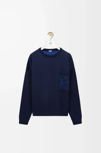 Anagram-Pocket-Pullover aus Baumwollmischung Marineblau