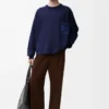 Anagram-Pocket-Pullover aus Baumwollmischung Marineblau