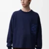 Anagram-Pocket-Pullover aus Baumwollmischung Marineblau