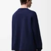 Anagram-Pocket-Pullover aus Baumwollmischung Marineblau