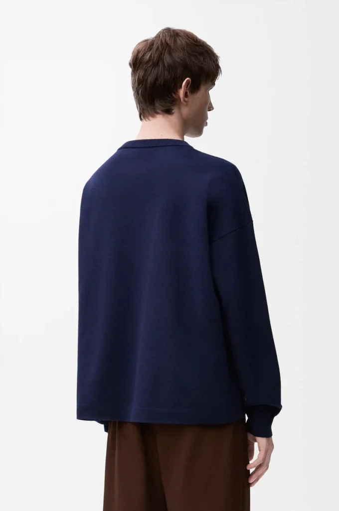 Anagram-Pocket-Pullover aus Baumwollmischung Marineblau