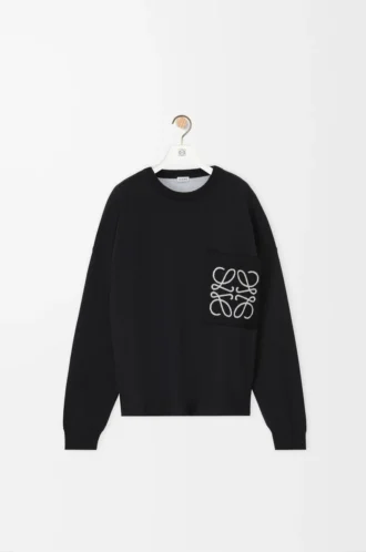Anagram-Pocket-Pullover aus Baumwollmischung Schwarz/Weiß