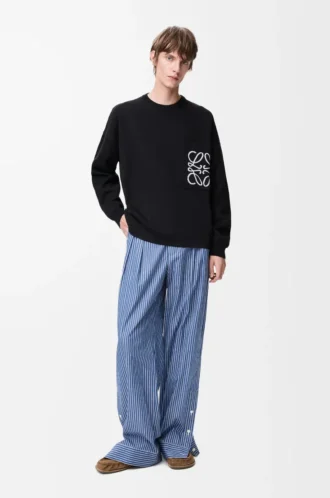 Anagram-Pocket-Pullover aus Baumwollmischung Schwarz/Weiß