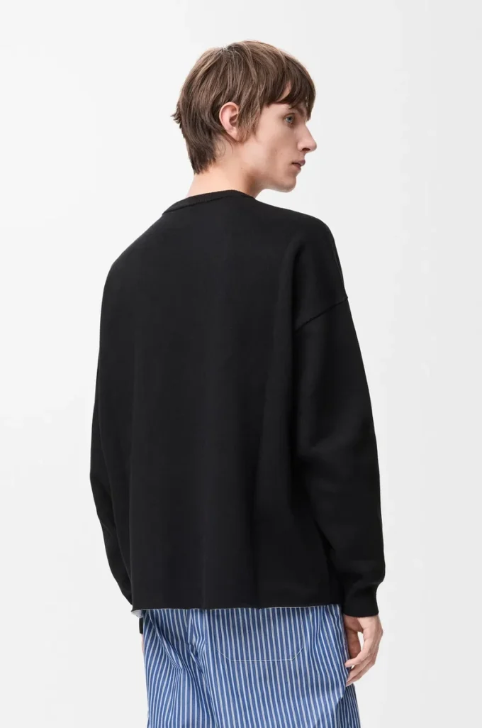 Anagram-Pocket-Pullover aus Baumwollmischung Schwarz/Weiß