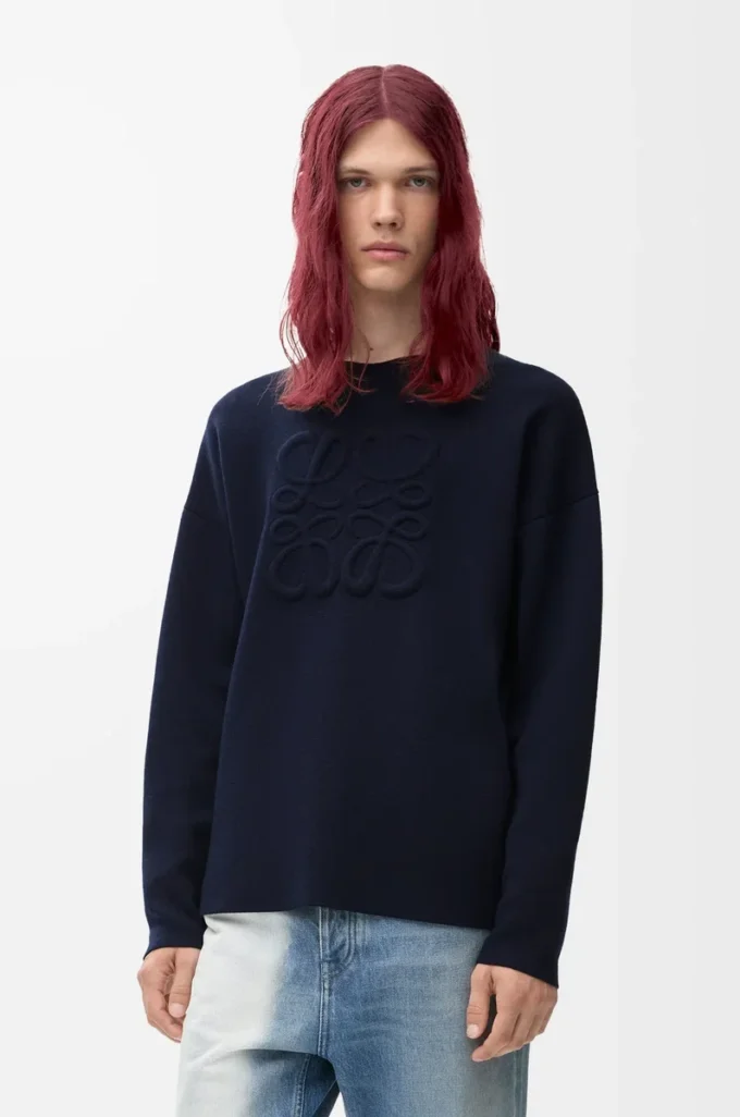 Anagram-Pullover aus Wolle in Marineblau