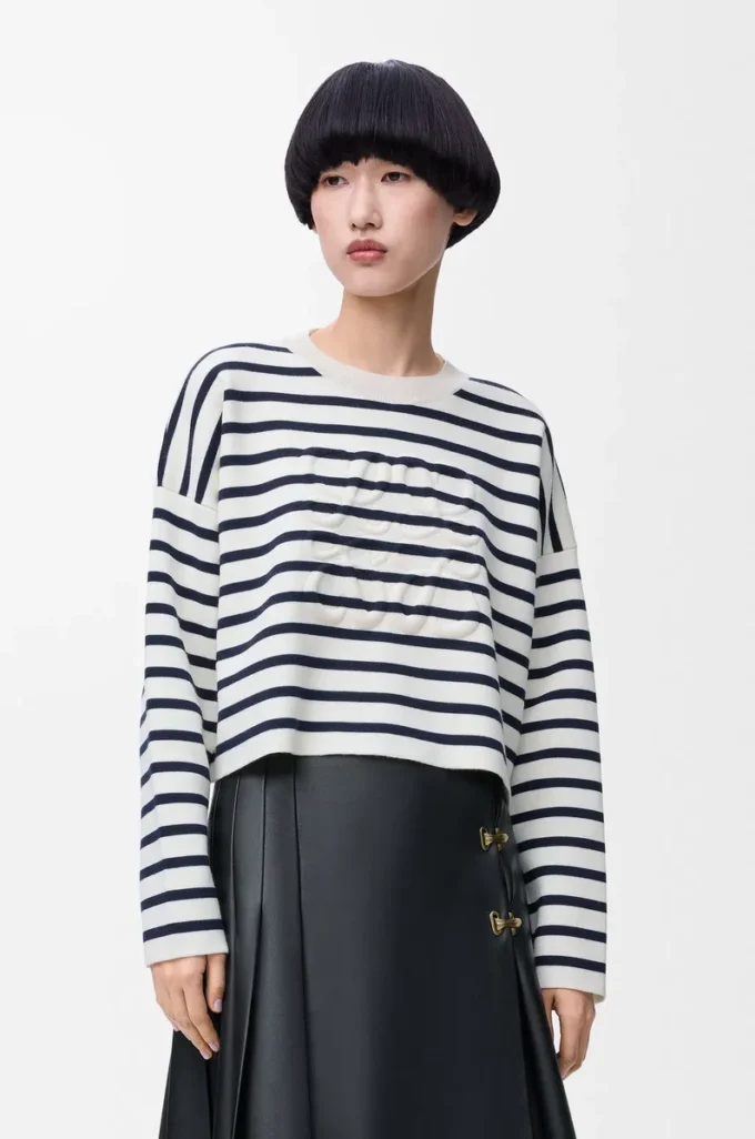 Anagram-Pullover aus Wolle Off-White/Navy