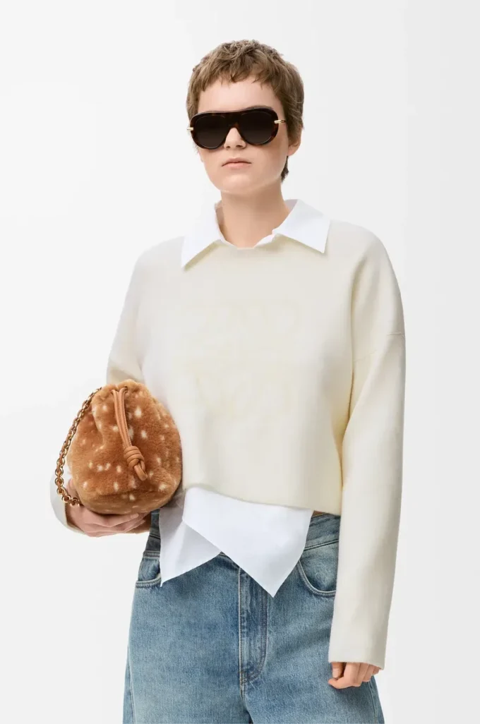 Anagram-Pullover aus Wollmischung Weiß