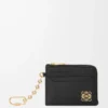 Anagram quadratischer Münz- und Kartenhalter aus genarbtem Kalbsleder Black/Gold