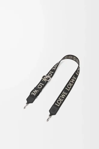 Anagram-Riemen aus Jacquard und Kalbsleder Schwarz
