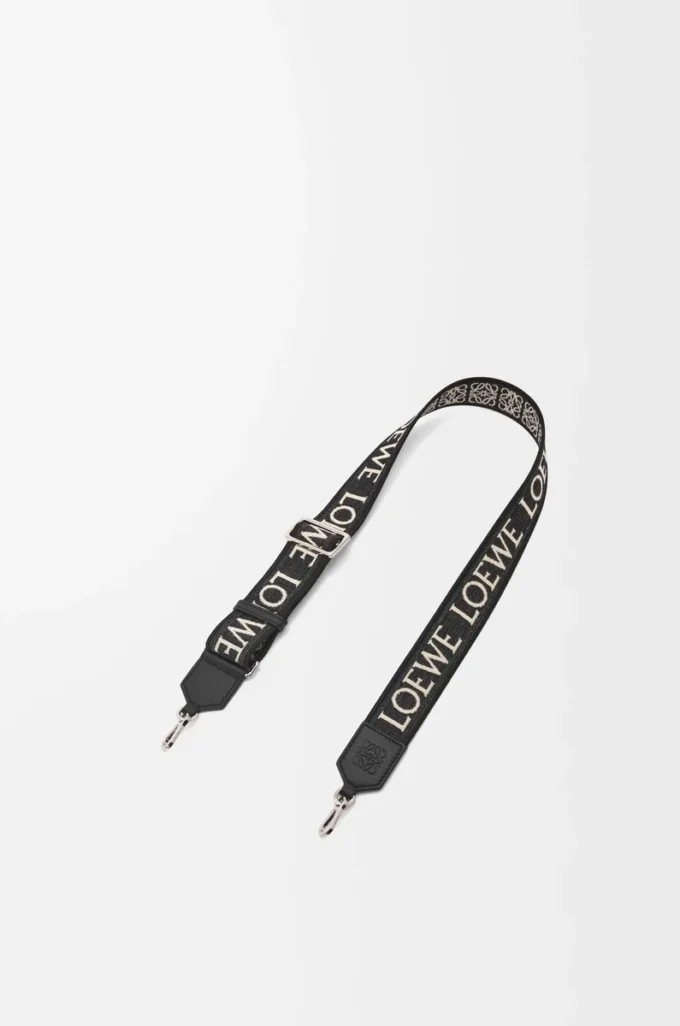 Anagram-Riemen aus Jacquard und Kalbsleder Schwarz
