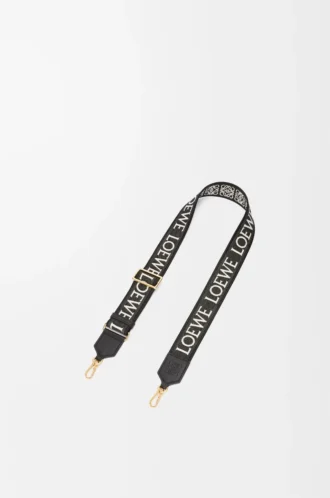Anagram-Riemen aus Jacquard und Kalbsleder Schwarz/Gold