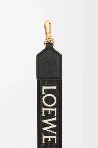 Anagram-Riemen aus Jacquard und Kalbsleder Schwarz/Gold