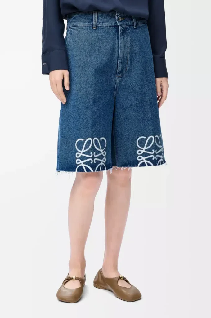Anagram-Shorts aus Denim Jeansblau