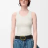 Anagram Tank-Top aus Seide Soft White