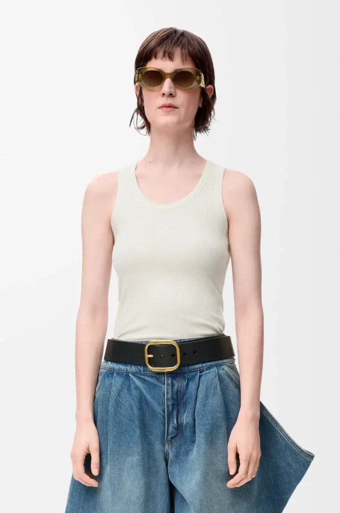 Anagram Tank-Top aus Seide Soft White