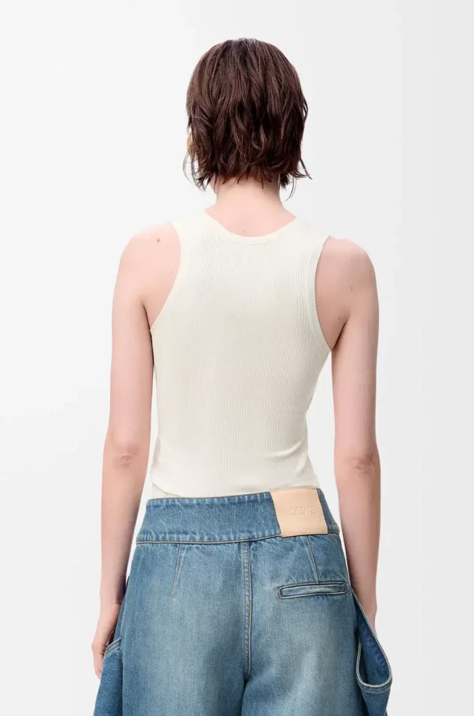 Anagram Tank-Top aus Seide Soft White