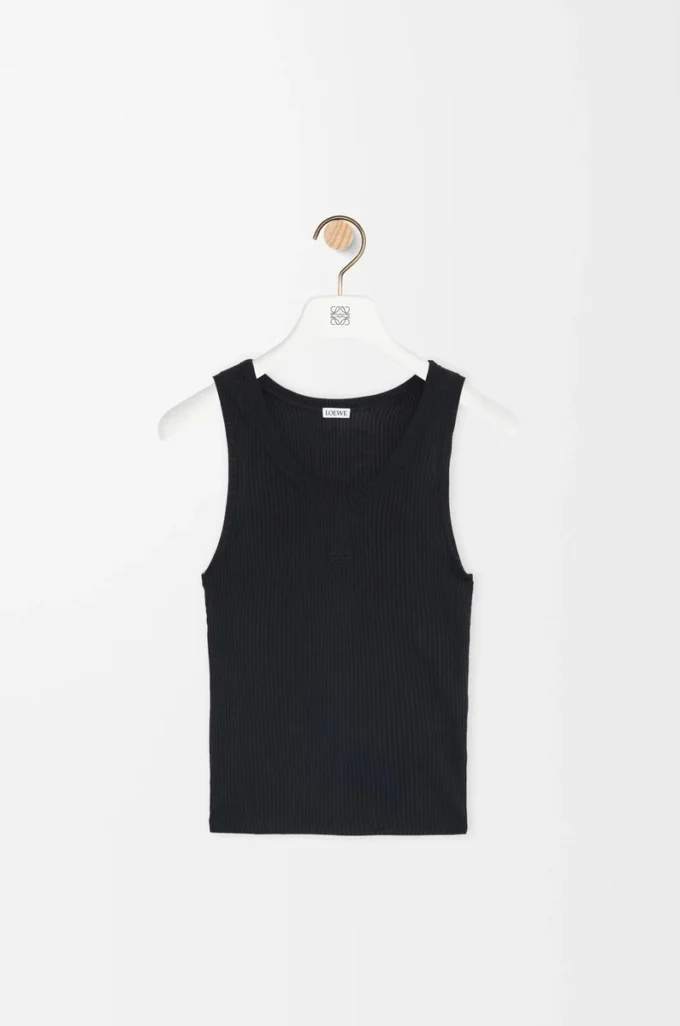 Anagram-Tanktop aus Seide Schwarz