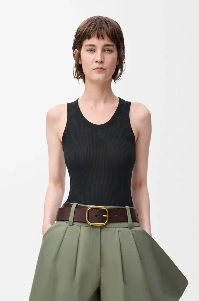 Anagram-Tanktop aus Seide Schwarz