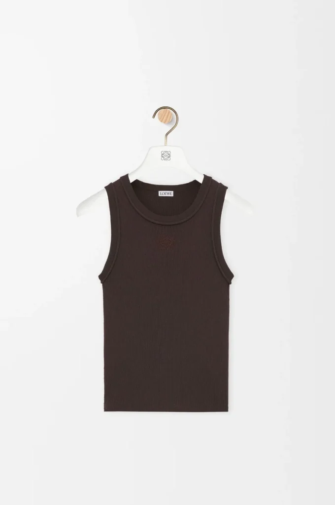 Anagram-Tanktop aus Stretch-Viskose in Braun