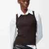 Anagram-Tanktop aus Stretch-Viskose in Braun