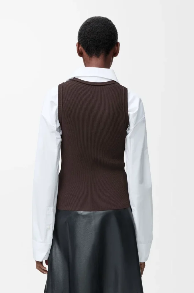 Anagram-Tanktop aus Stretch-Viskose in Braun