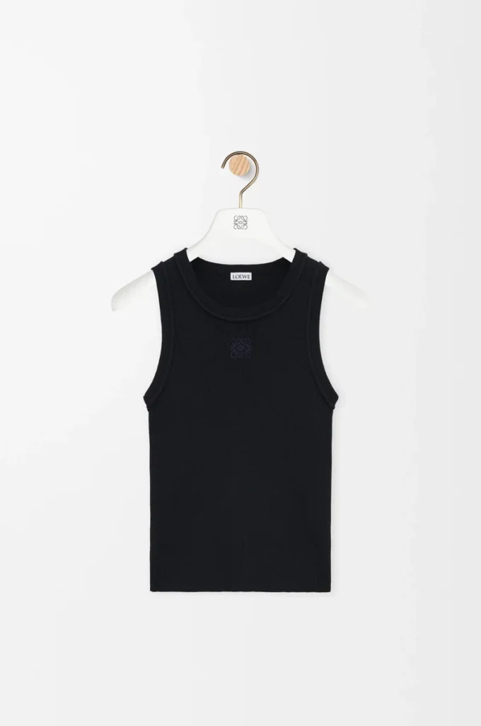 Anagram-Tanktop aus Stretch-Viskose in Schwarz