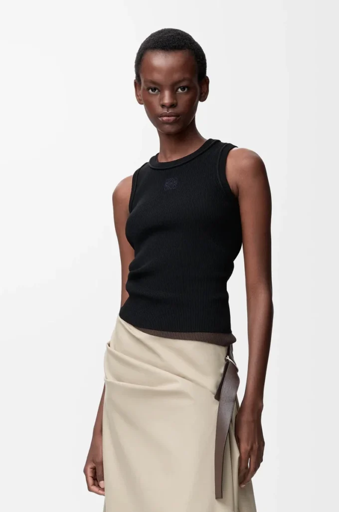 Anagram-Tanktop aus Stretch-Viskose in Schwarz