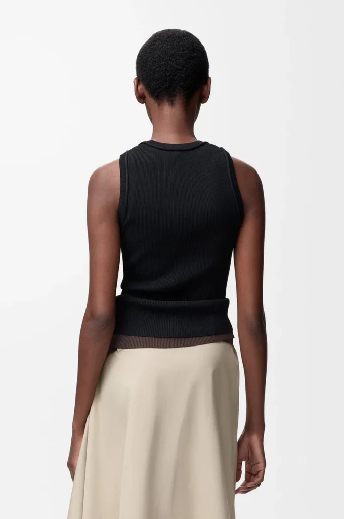 Anagram-Tanktop aus Stretch-Viskose in Schwarz