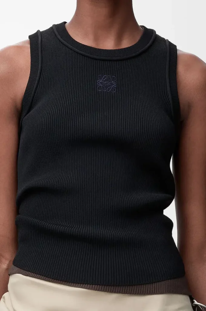 Anagram-Tanktop aus Stretch-Viskose in Schwarz