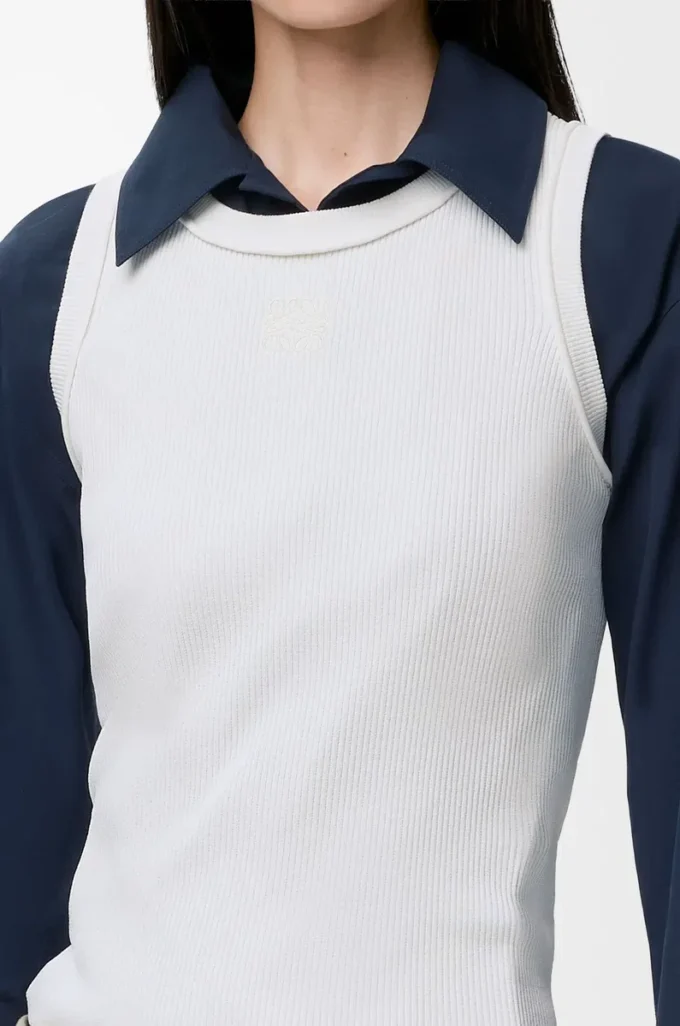 Anagram-Tanktop aus Stretch-Viskose Weiß