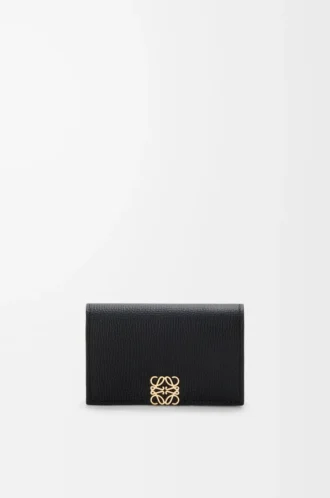 Anagram Visitenkartenetui aus genarbtem Kalbsleder Black/Gold