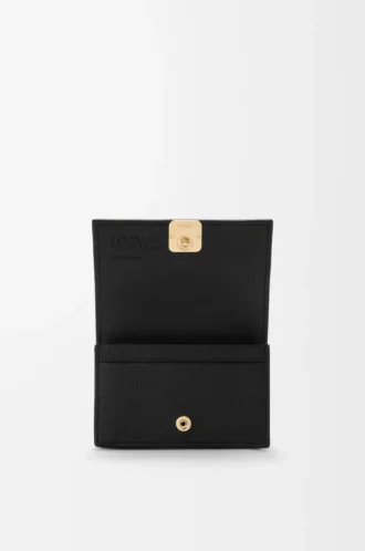 Anagram Visitenkartenetui aus genarbtem Kalbsleder Black/Gold